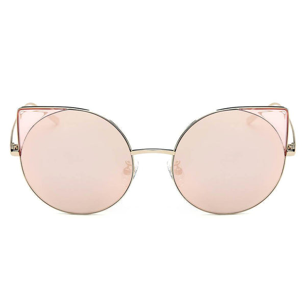 Dublin- Women Mirrored Lens Round Cat Eye Sunglasses