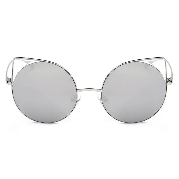 Dublin- Women Mirrored Lens Round Cat Eye Sunglasses