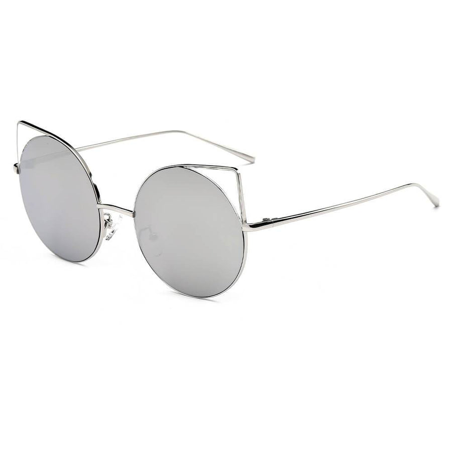 Dublin- Mirrored Lens Round Cat-Eye Sunglasses- 6 Colors