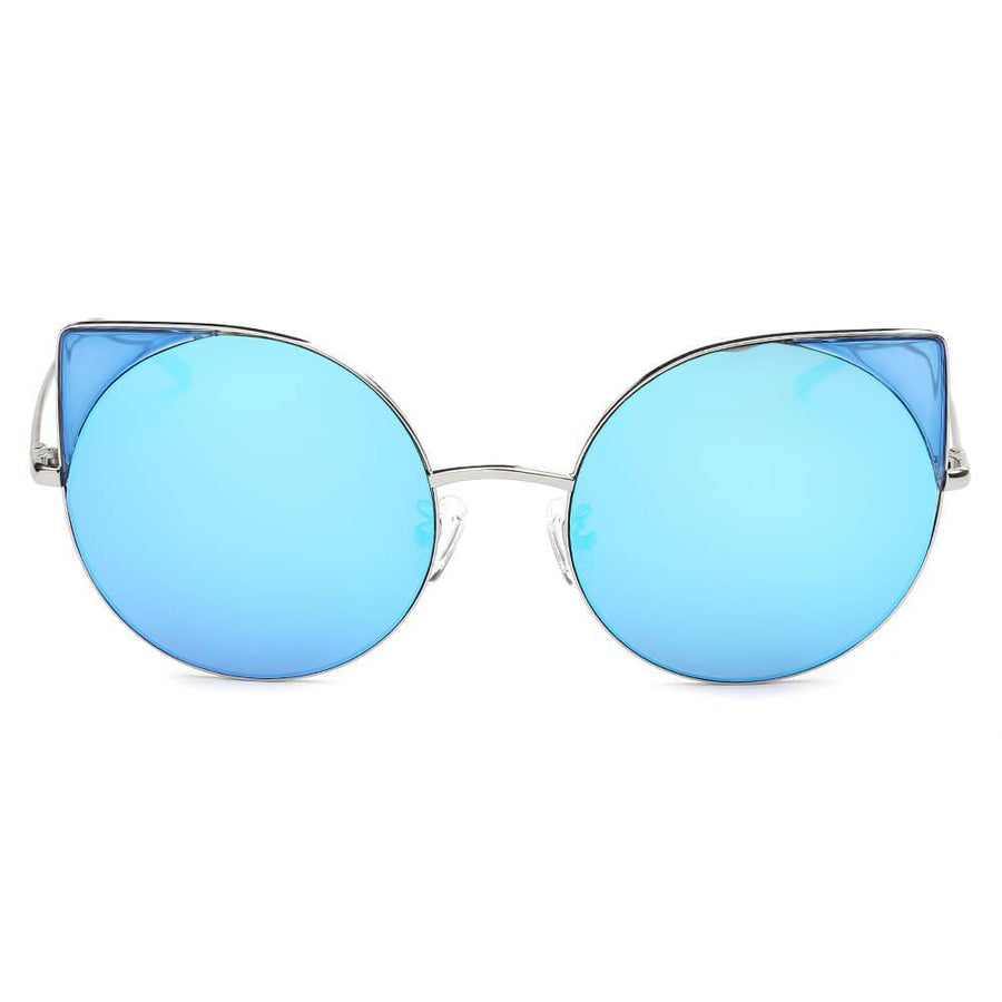 Dublin- Mirrored Lens Round Cat-Eye Sunglasses- 6 Colors