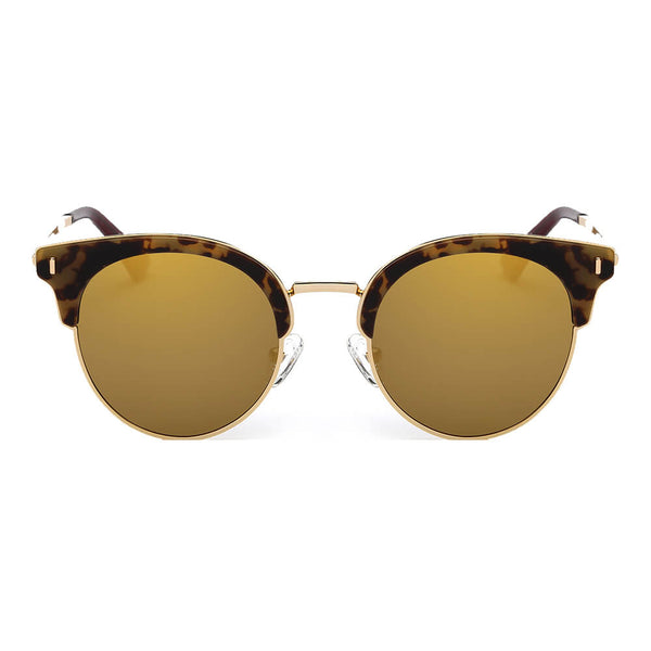 BILOXI | Women Half Frame Round Cat Eye Polarized Sunglasses