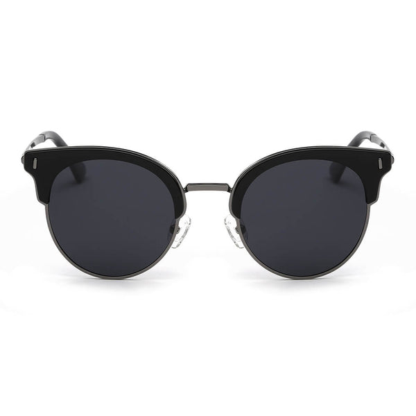BILOXI | Women Half Frame Round Cat Eye Polarized Sunglasses