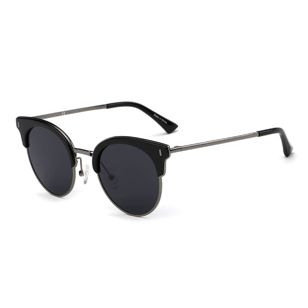 BILOXI | Women Half Frame Round Cat Eye Polarized Sunglasses