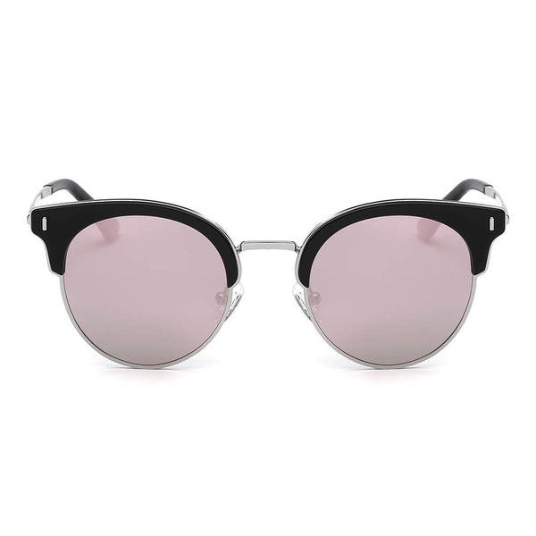 BILOXI | Women Half Frame Round Cat Eye Polarized Sunglasses