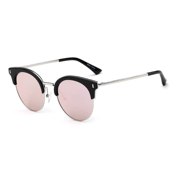 BILOXI | Women Half Frame Round Cat Eye Polarized Sunglasses