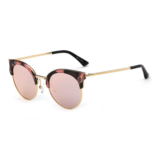BILOXI | Women Half Frame Round Cat Eye Polarized Sunglasses