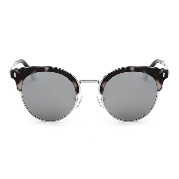 BILOXI | Women Half Frame Round Cat Eye Polarized Sunglasses