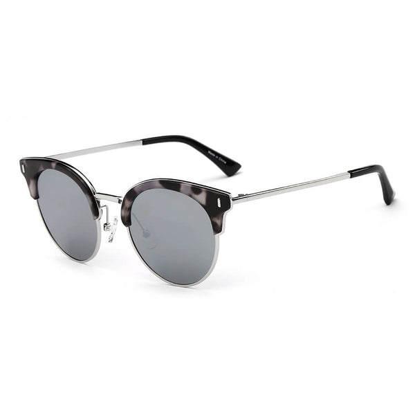 BILOXI | Women Half Frame Round Cat Eye Polarized Sunglasses