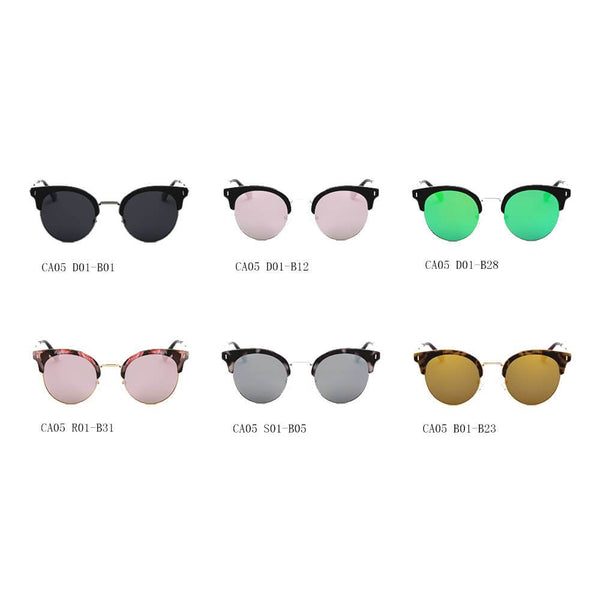 BILOXI | Women Half Frame Round Cat Eye Polarized Sunglasses