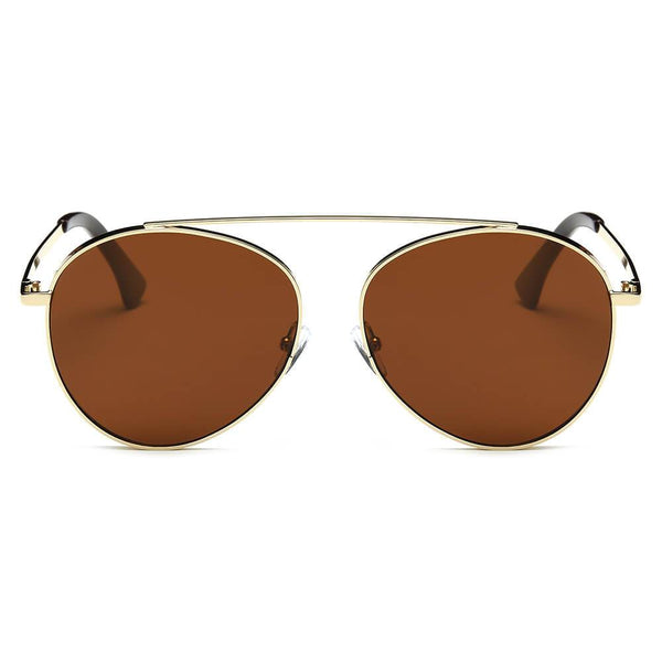 Bethel - Retro Mirrored Lens Teardrop Aviator Sunglasses