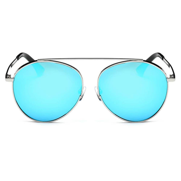 Bethel - Retro Mirrored Lens Teardrop Aviator Sunglasses
