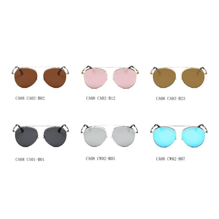 Bethel Retro Mirrored Lens Teardrop Aviator Sunglasses- 6 Colors