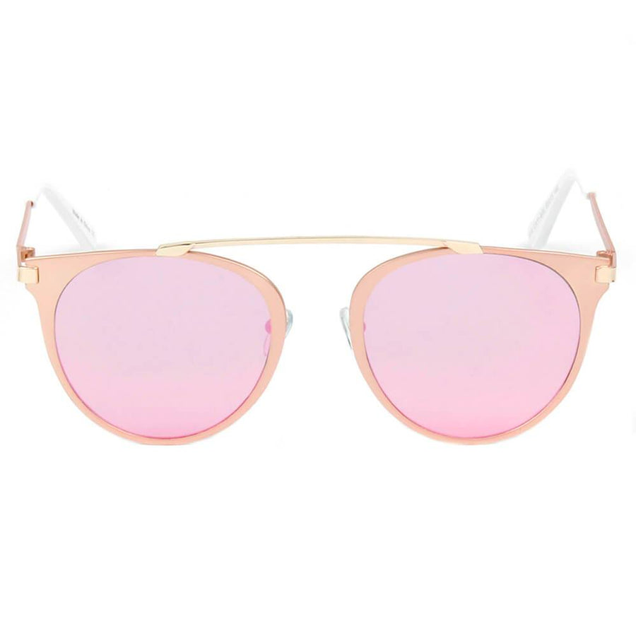 FRISCO | Modern Horn Rimmed Metal Frame Round Sunglasses- 5 Colors
