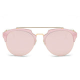 COROLLA | Half Frame Mirrored Lens Horned Rim Sunglasses Circle