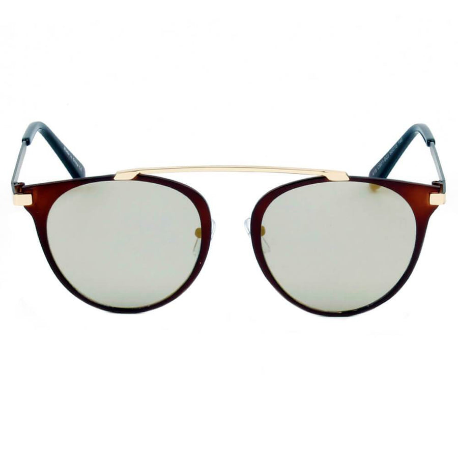 FRISCO | Modern Horn Rimmed Metal Frame Round Sunglasses- 5 Colors