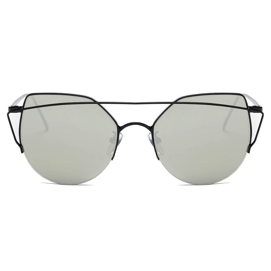 DILLON | Modern Cat Eye Mirrored Flat Lens Sunglasses Circle