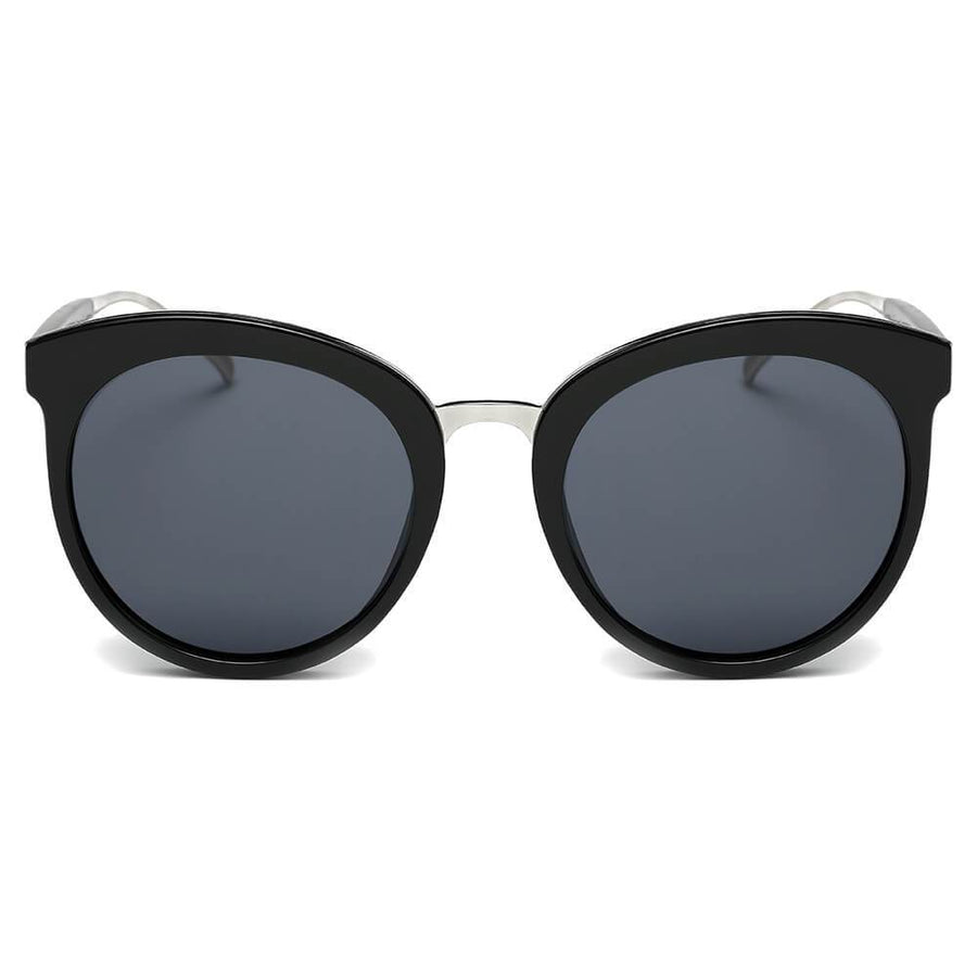 NORTH | Women's Oversized Round Mirrored Lens Horned Rim Sunglasses
