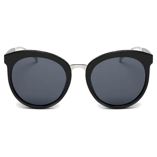 NORTH | Women's Oversized Round Mirrored Lens Horned Rim Sunglasses