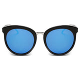NORTH | Women's Oversized Round Mirrored Lens Horned Rim Sunglasses
