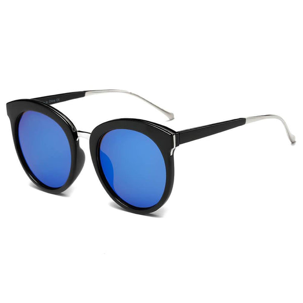 NORTH | Women's Oversized Round Mirrored Lens Horned Rim Sunglasses