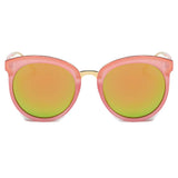 NORTH | Women's Oversized Round Mirrored Lens Horned Rim Sunglasses