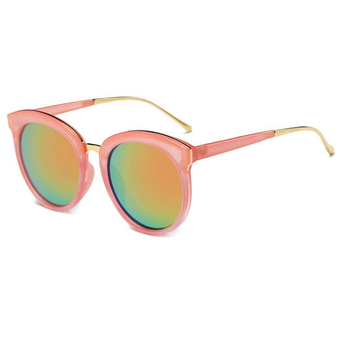 NORTH | Women's Oversized Round Mirrored Lens Horned Rim Sunglasses