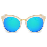 NORTH | Women's Oversized Round Mirrored Lens Horned Rim Sunglasses