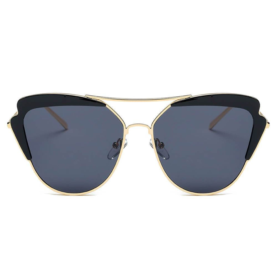 GALVESTON | Women's Brow Bar Mirrored Lens Cat Eye Sunglasses