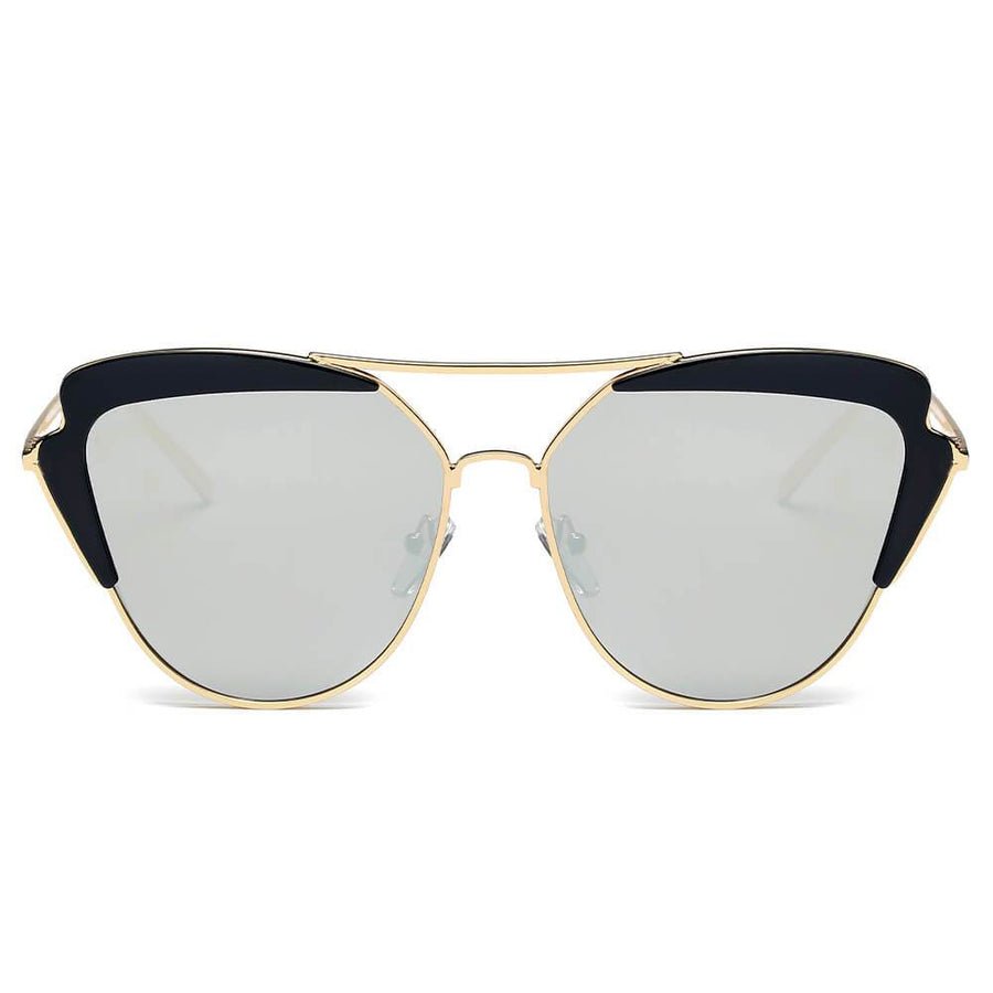 GALVESTON | Women's Brow Bar Mirrored Lens Cat Eye Sunglasses