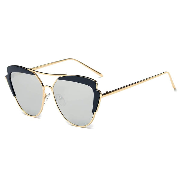 GALVESTON | Women's Brow Bar Mirrored Lens Cat Eye Sunglasses