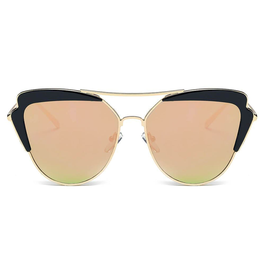 GALVESTON | Women's Brow Bar Mirrored Lens Cat Eye Sunglasses