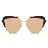 GALVESTON | Women's Brow Bar Mirrored Lens Cat Eye Sunglasses