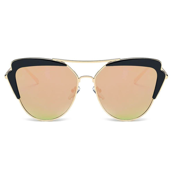 GALVESTON | Women's Brow Bar Mirrored Lens Cat Eye Sunglasses