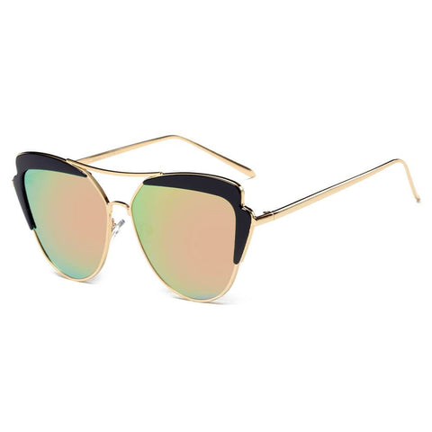 GALVESTON | Women's Brow Bar Mirrored Lens Cat Eye Sunglasses