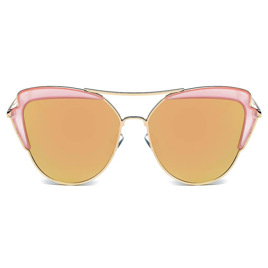 GALVESTON | Women's Brow Bar Mirrored Lens Cat Eye Sunglasses