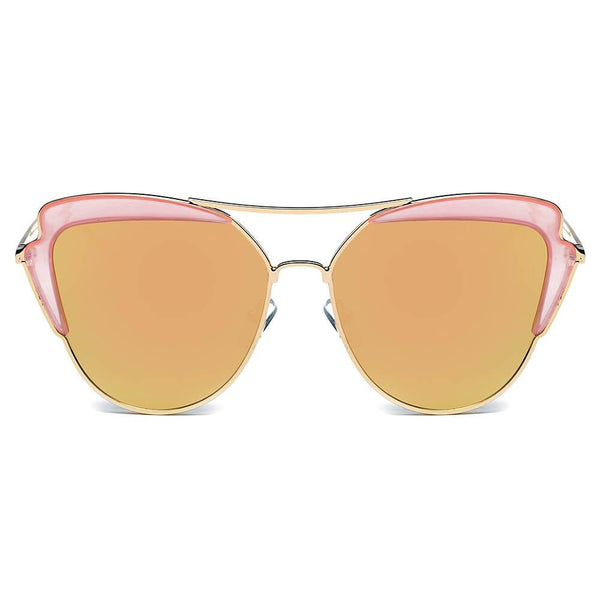 GALVESTON | Women's Brow Bar Mirrored Lens Cat Eye Sunglasses