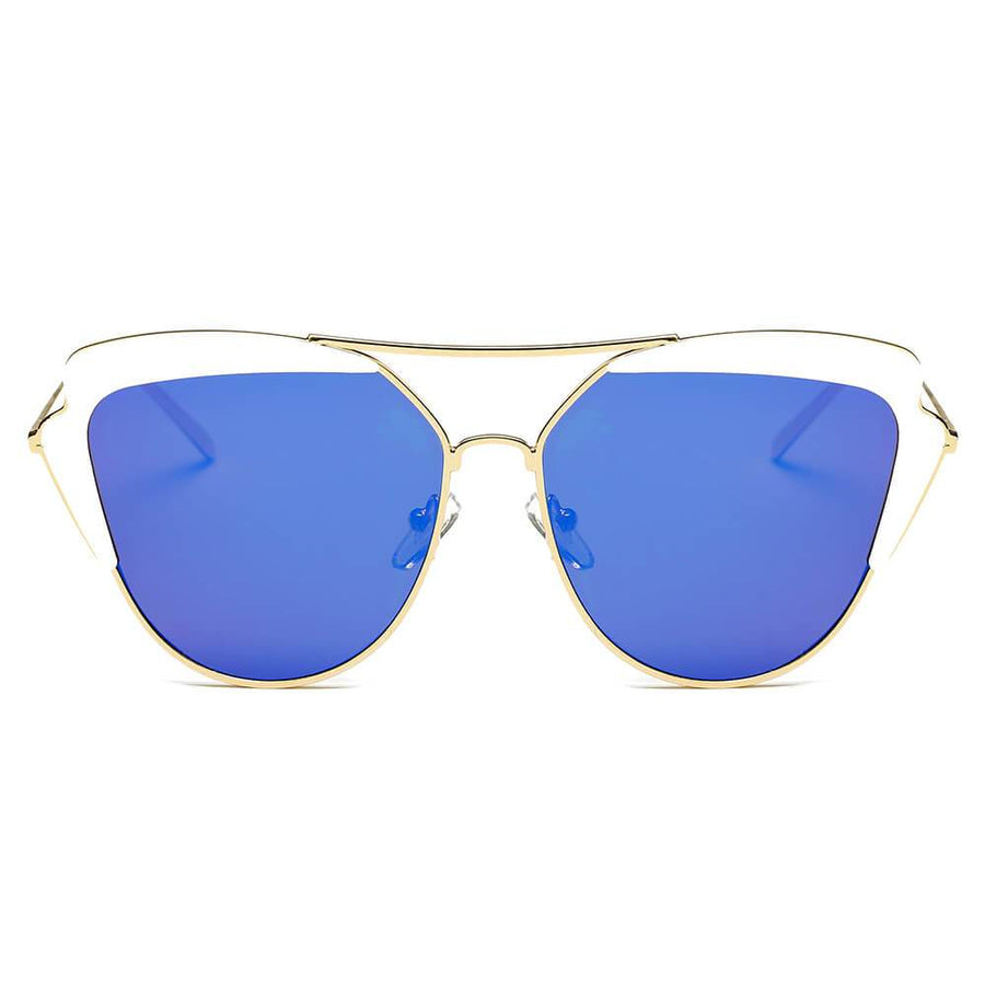 GALVESTON | Women's Brow Bar Mirrored Lens Cat Eye Sunglasses