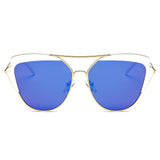 GALVESTON | Women's Brow Bar Mirrored Lens Cat Eye Sunglasses
