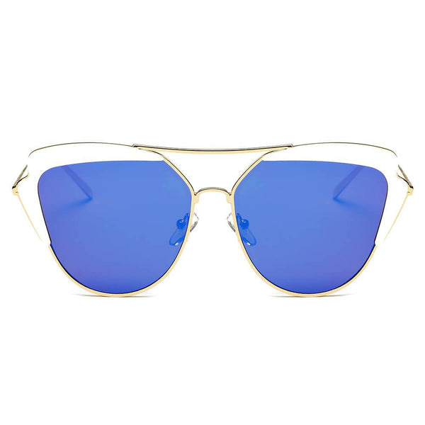 GALVESTON | Women's Brow Bar Mirrored Lens Cat Eye Sunglasses