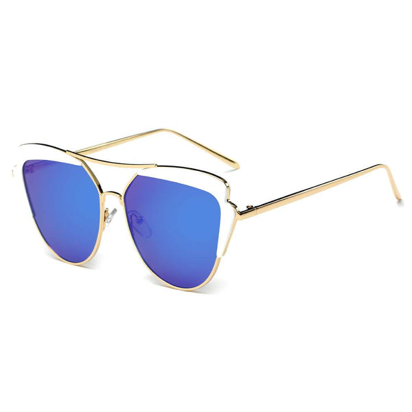 GALVESTON | Women's Brow Bar Mirrored Lens Cat Eye Sunglasses