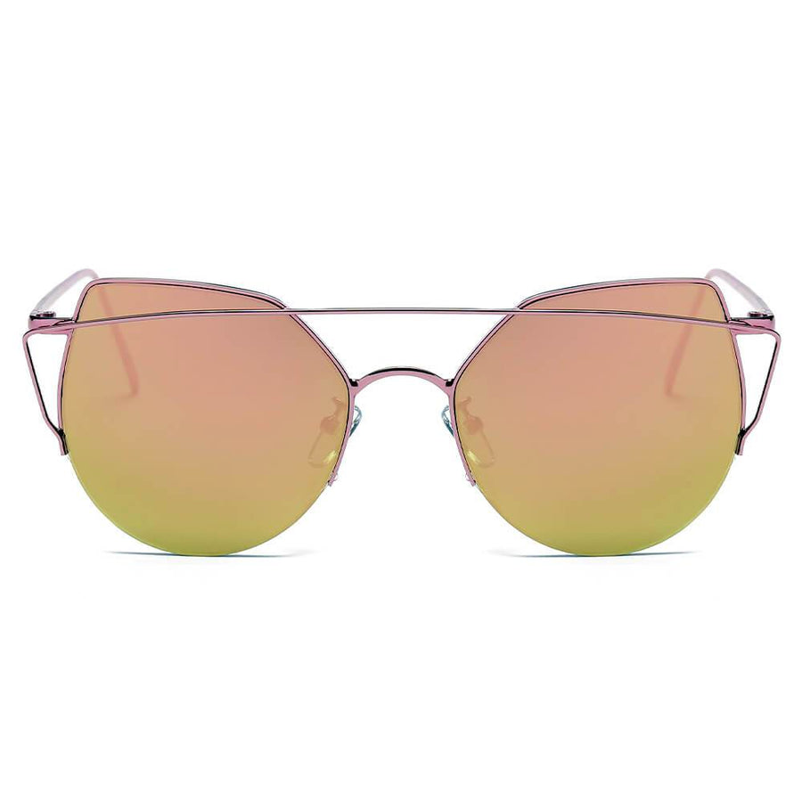 DILLON | Modern Cat Eye Mirrored Flat Lens Sunglasses Circle