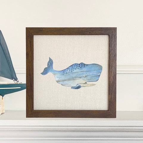 Coastal Wood Whale - Framed Sign