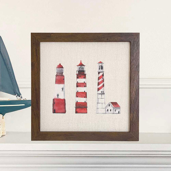 Red Lighthouses - Framed Sign