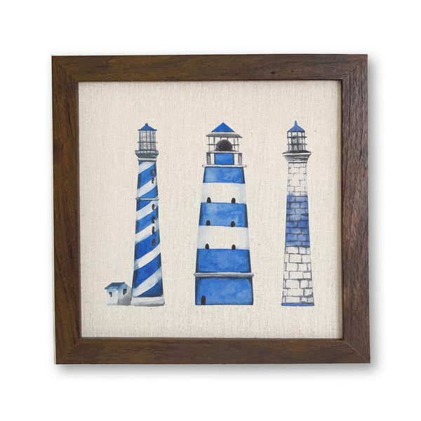 Blue Lighthouses - Framed Sign