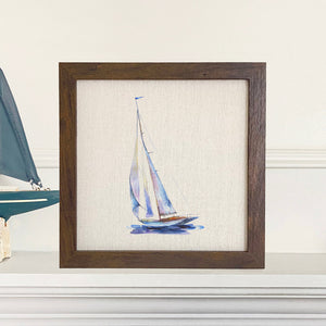 Watercolor Sailboat (Blue) - Framed Sign