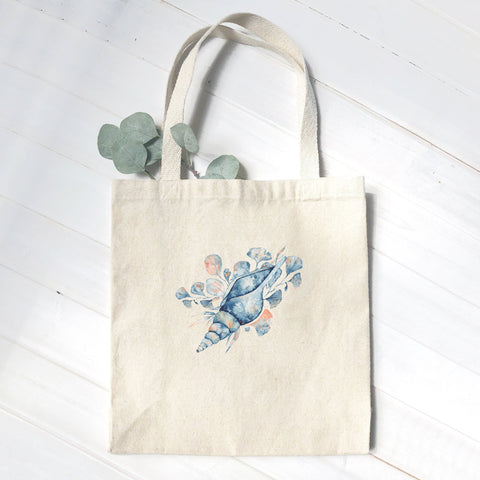 Watercolor Tulip Shell - Canvas Tote Bag