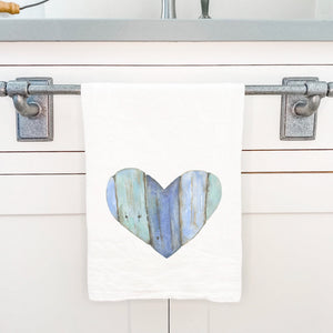 Coastal Wood Heart - Cotton Tea Towel