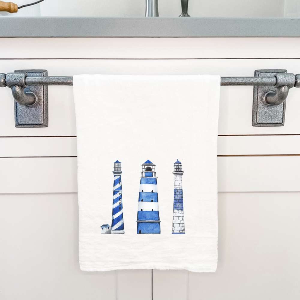 Blue Lighthouses - Cotton Tea Towel