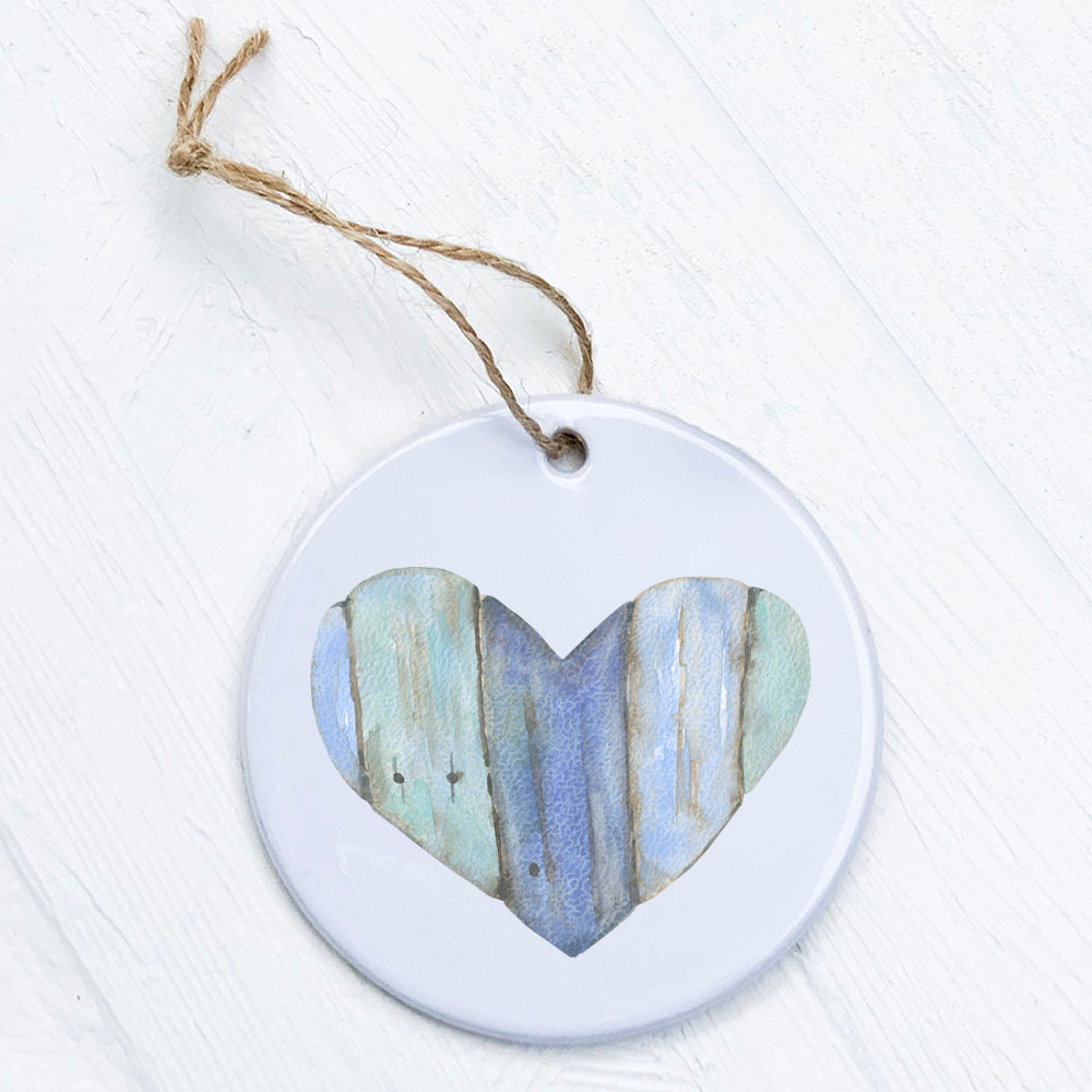 Coastal Wood Heart - Ornament