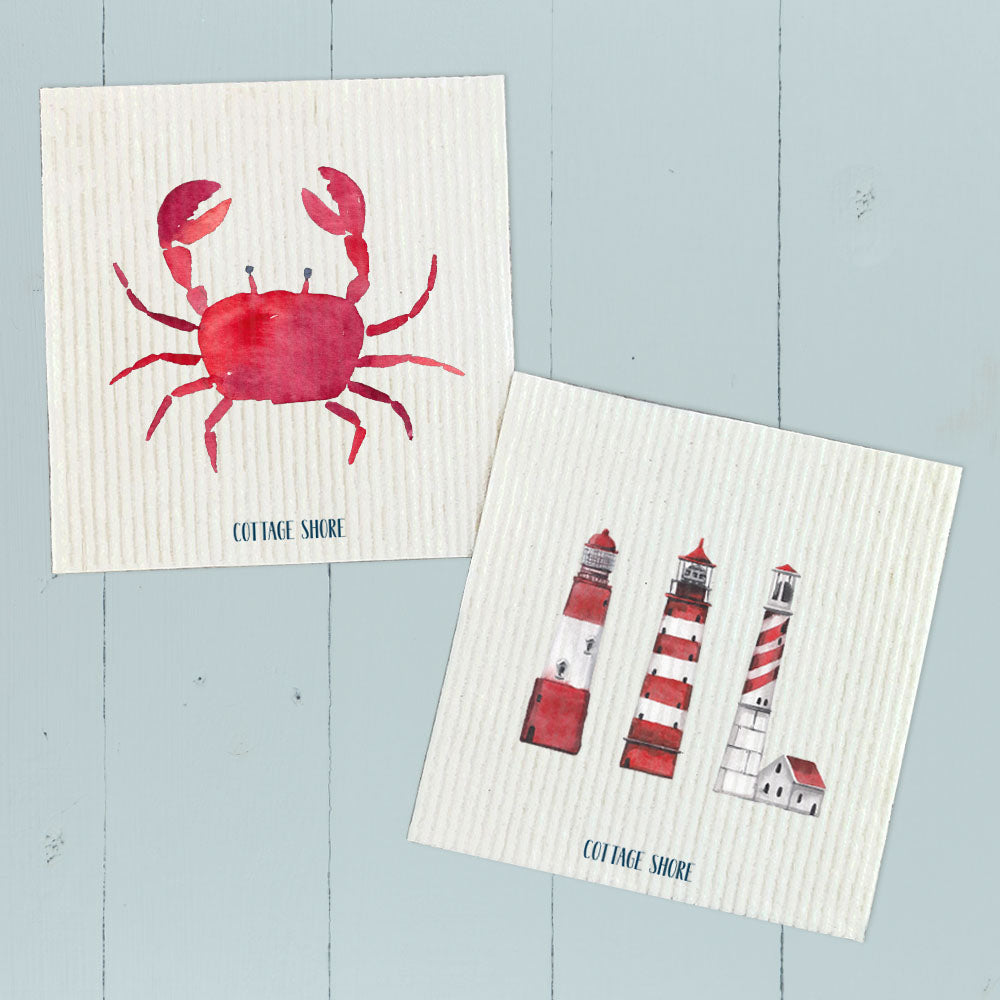 Red Lighthouses, Red Crab 2 pk - Swedish Dish Cloth